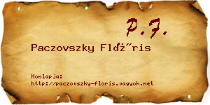 Paczovszky Flóris névjegykártya